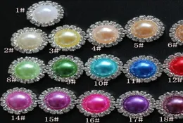 16 mm płaskie tylne kryształowe przyciski perłowe 50pclot 19 colors Metal Rhinestone Crystal Lose Diamonds Jewelry Diil7345391