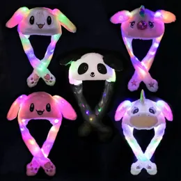 Chapéus Chapéus Dos Desenhos Animados Brilhantes Crianças De Pelúcia Movendo Orelhas Coelho Chapéu Engraçado Luminoso Coelho Chapéu Cosplay Festa De Natal Chapéu De Férias 5-18 Anos Adulto 231213