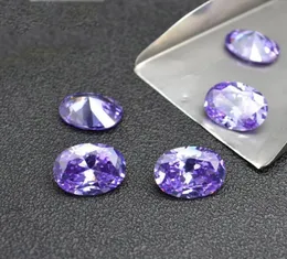 Lavender Color Stone 8 Sizes 23mm46mm Oval Machine Cut Cubic Zirconia Synthetic Loose Gemstone Beads For Jewelry Making 500pcs1891320