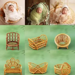 Keepsakes born Pography Chair Bed Retro Basket Baby pography props Container Infant Pose Shooting Studio Accessories 231213