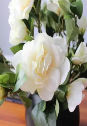 High Quality Artificial Flower White Gardenia Fake Silk Single Real Touch Flowers for Wedding el Home Party Decorative Bride Flowe7162307