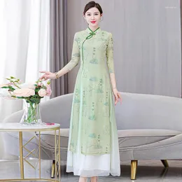 캐주얼 드레스 2023 우아한 패션 기질 슬리밍 여성 드레스 인쇄 댄스 특별 공연