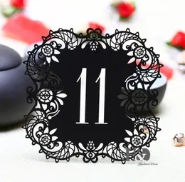 HELA 10PCSSET Black Hollow Lace Table Number Bordskort från 11 till 20 Rustika bröllopscenterstycken Vintage Event Party SU80550864358021