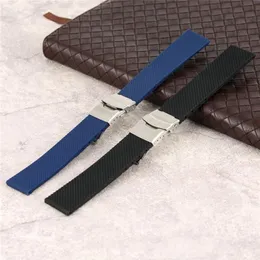 18202224mm BlackBlue cinturino in silicone impermeabile cinturino in gomma per orologi cinturino di ricambio cinturino cinturino barre a molla estremità diritta3328873296G