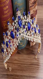 Kmvexo europeu vermelho verde cristal grande coroa headwear acessórios de cabelo de casamento jóias noiva tiaras princesa coroas y2004091070561