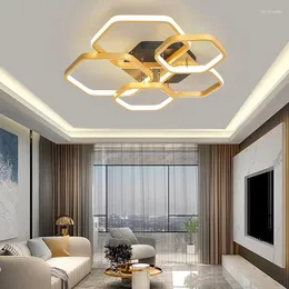 Chandeliers Indoor Hexagon Decor Lamp LED For Living Room Lighting Ceiling Light Bedroom Dining Kitchen Home Lustre Fixture