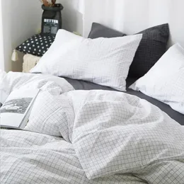 Sängkläder set ahsnme högkvalitativ 100 bomullsdäcke täcke set vit checkque -täcke plus örngott rent täcke set 231214