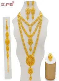 Dubai Schmuck Sets Gold Halskette Ohrring Set für Frauen Afrikaner Frankreich Hochzeitsfeier 24K Schmuck Äthiopien Brautgeschenke 2202245809082