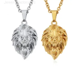 В акциях солидных львов для головы подвесной ожерелье 18 тыс. Реальное золото, покрытое из нержавеющей стали IP Animal Lion Chain для мужчин Hot Spot Оптовик