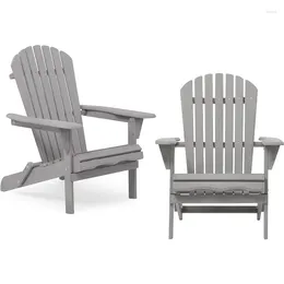 Camp Furniture Wooden Folding Adirondack Chairs Set Of 2 Semi-Preassembled Lounge For Outdoor Patio Garden Lawn Backyard Deck