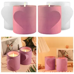 Alla hjärtans dag Candle Mold Heart Form Candle Cup Silikon Doftande ljus Handgjorda aromat Injektion Vax Mögel Heminredning Hantverk Present Party Favor C457