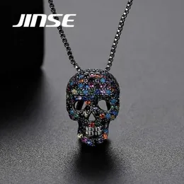 Hip Hop Colorful Skull Pendant Cubic Zircon Skeleton Necklace For Men Women Fashion Vintage Gothic Jewelry Gifts3416820