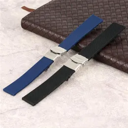 18202224mm BlackBlue cinturino in silicone impermeabile cinturino in gomma per orologi cinturino di ricambio cinturino cinturino barre a molla estremità diritta33288732152