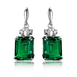 Pendientes de joyería de Esmeralda de Color plata 925 para mujer, peridoto, Jade místico, Bizuteria, piedras preciosas, granate, pendientes de gota de Esmeralda Female11906