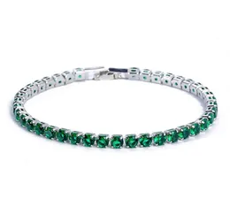 Модный зеленый теннисный браслет с кубическим цирконием для женщин и мужчин, серебряный цвет, ручная цепочка с цирконием, Homme Jewelry6359464