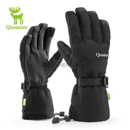 スキーグローブQunature Thermal Warm Skiing Gloves Men Screen Touch Snowboardingフルフィンガーグローブウィンタースポーツアイススケートmittensl23118