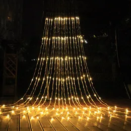 3MX3M 336LED 6MX3M 640 LED Christmas Wedding Party Background Holiday Running Water Waterfall Water Flow Curtain LED Light String 278n