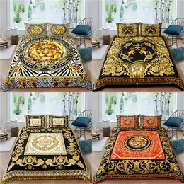 Bettwäsche-Sets, luxuriös, Schwarz und Gold, 3-teilig, geometrisch, Queen-Size-Bett, Bettbezug, Leinen-Set, 2-Sitzer-Tagesdecke, 200 x 200, 240 x 220, 160 x 200, 231214