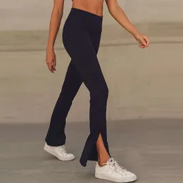 Lu Lu Pant Lemon Align Schwarze Schlaghose für Damen, Fitnessstudio, Fitness, ausgestellte Leggings, neue hohe Taille, weites Bein, Elastizität, lange Hose für lateinamerikanische Tänze