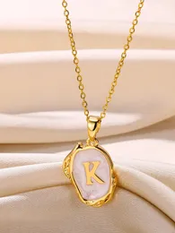 Ожерелья с подвеской Y2K, ожерелье из нержавеющей стали с капельным маслом, 26 букв, мужские буквы AZ, первоначальное ожерелье с подвеской, эстетическое ювелирное изделие, подарок 231213