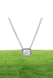 100 925 Sterling Silver Square Sparkle Halo Collana Moda Donna Accessori per gioielli di fidanzamento di nozze4914846
