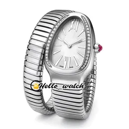 Moda Tubogas 101816 Senhoras Relógios 102493 SP35C6SDS 1T Relógio Feminino Swiss Quartz White Dial Diamond Bezel SS Steel Winding Brac297q