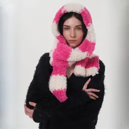 Sciarpe Sciarpa invernale a righe colorate Sciarpa lavorata a maglia in calda lana d'agnello addensata all'aperto Lunga peluche Morbido Scialle Y2k Regali di Natale hijab 231214