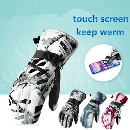 Rękawiczki sportowe Profesjonalne zimowe ciepłe ekran dotykowy polar Snowboard Ultralight Waterproof 5finger Thermal Snow Men 231213