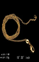 Мода 1 мм 18-каратное позолоченное серебро 925 пробы О-цепочка ожерелье Diy Ювелирная цепочка розовое золото 1824 дюйма GD9791292526