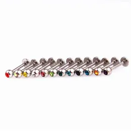 Labret Ring Dudak Piercing Saplama Kristal Taş Taş Moda Vücut Takı 316L Paslanmaz Çelik 16G 6mm 8mm 10mm Bar Kulak Tragus Kemik233t