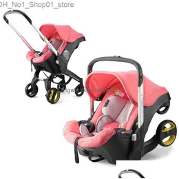Barnvagnar# barnvagnar# 4 i 1 bilstolvagn Bron Baby Carriage Travel System Folding Portable Cart med bilstolskomfort 0-4 år gammal promenad Dhuyl Q231215