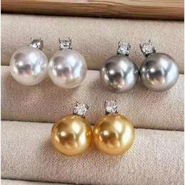 Zhendian Zhibao S925 Sterling Silver Daifei High Carbon Diamond Shijia Round Strong Light Pearl Earrings Female