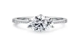 حلقات الكتلة Lesf Luxury 4 CT Solitaire Courganting Round Cut 6 Prong Sona Diamond 925 Sterling Silver Wedding Ring for Women6870731
