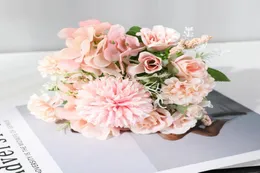 7 Köpfe Hortensien Blumen Künstlicher Blumenstrauß Seide Blühende Gefälschte Pfingstrose Braut Handblume Rosen Hochzeit Mittelstücke Dekor5499707