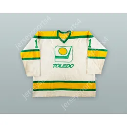 Anpassad Tony Piroski 1 Toledo GoalDiggers White Hockey Jersey New Top Stitched S-M-L-XL-XXL-3XL-4XL-5XL-6XL