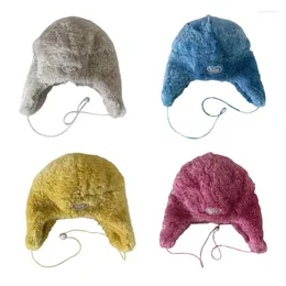 Basker mode lei feng hatt fast färg plysch vinter all-match varm utomhussporter i kallt väder skidåkning rida vandring