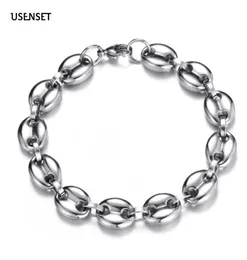 Bracciale da uomo nuovo di zecca 11 mm di larghezza Bracciale in chicchi di caffè in acciaio inossidabile 304 Bracciale a catena in oro argento Gioielli glamour M059157577