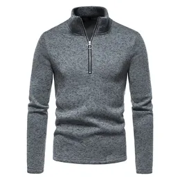 Mens Hoodies Moletons Suéter Europeu e Americano com Zíper Design Frontal Cor Sólida Gola Alta Casaco Inferior para Homens 231214