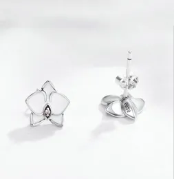 Hot Sale White Magnolia Stud Earring Women Summer Jewelry for 925 Sterling Silver flower Earrings set with Original box set5510899