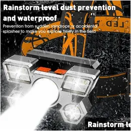 Fari Fari Faro principale portatile 5 luci Ces Tra Lampada frontale ricaricabile luminosa 4 modalità Torcia impermeabile Cam Powerf Head Drop Dhho5