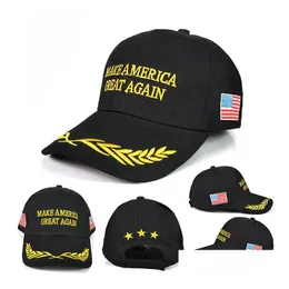 Ballkappen Baumwolle Donald Trump Hüte Stickerei Make America Great Again Mode verstellbare Männer Baseballkappen mit USA-Flaggen-Tropfen liefern Dhfjy