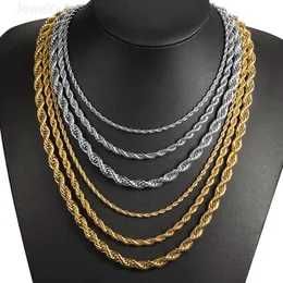 Hot Sale Unisex Hiphop 3/4/5/6mm 18K Gold plating Twisted Wire Rope Chain Stainless Steel Necklace For Men