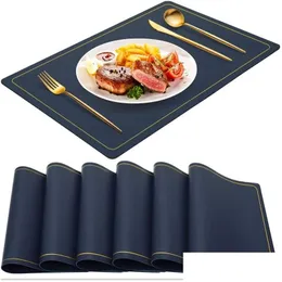 Mats & Pads Placemats Waterproof Pu Leather Dining Table Mats Heat Resistant Coasters Washable Place For Kitchen Restaurant Drop Deliv Dhjbc