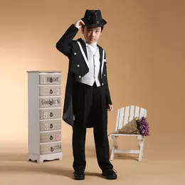 Ternos formais menino smoking para casamentos crianças preto fino terno conjuntos meninos smoking clássico traje casaco calças colete gravata 231213