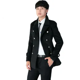 Herrjackor koreansk version höst och vinter manlig lapel dubbel rad knapp varm super stor casual ull tygrockstorlek s-3xl 4xl 5xl 231213