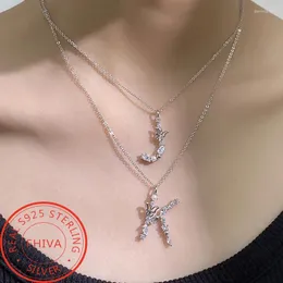 PENDANTS Luxury S925 Sterling Silver Choker Butterfly abbinata a Pearls Letter Pendant Zircon Necklace Party Gift per donne gioielli