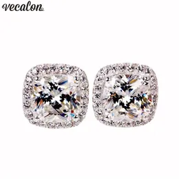 Earrings Designer For Women Sparkling lovers earring cushion cut Diamond 925 Sterling silver Engagement wedding Stud men2802