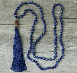 Edothalia moda 6 mm8mm lapis lazuli kamienne koraliki Naszyjnik Kobiety Dziewczyny Nepal Tassels Wisiant 108 MALA Naszyjniki Bijoux Prezent J19076975493