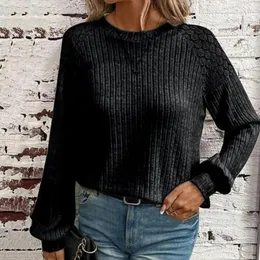 Con cappuccio femminile Donne donne top fiore applique rotonda a colori solidi blusa blusa morbida pizzo patchwork primavera/autunno calda per