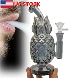 8 inç Ağır Cam Bong Ananas Sigara Su Boru Harji Bubbler W/ 14mm Kase